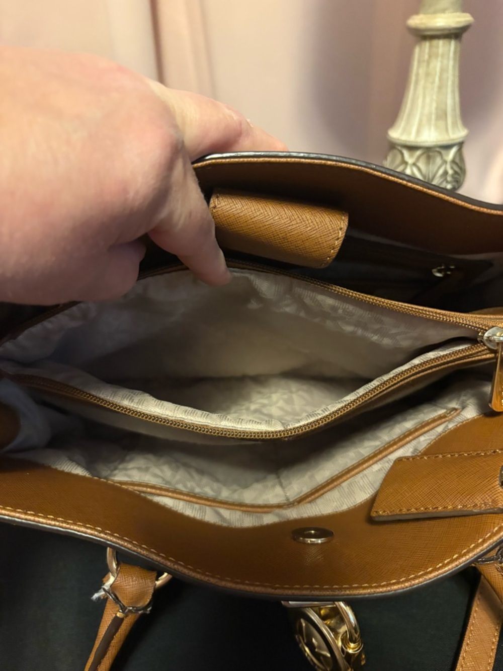 Michael Kors Caramel Brown Leather Satchel with Gold Hardware - Picture 6 of 11